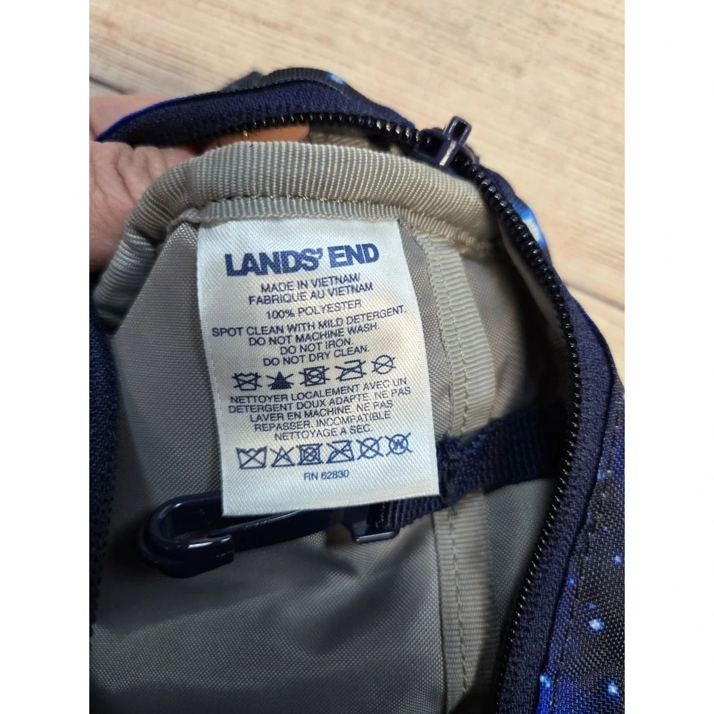 Lands' End Kid's Fanny Pack Belt Bag Compartments Nylon Adjustable Blue Galaxy
